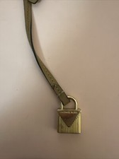 Michael Kors Gold Lock Style Purse Charm Hangtag With Camel Strap