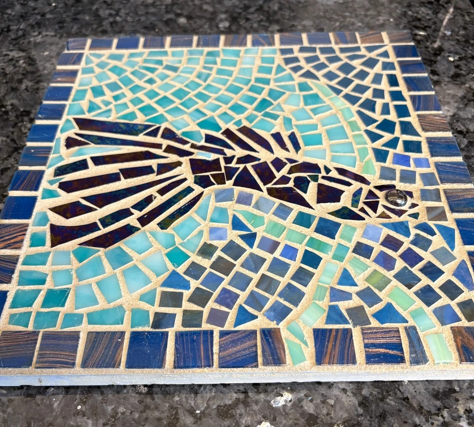 Azulejo de mosaico para peces arte decoración de pared escalón azulejo de baño piscina betta negro Foto 2 de 3