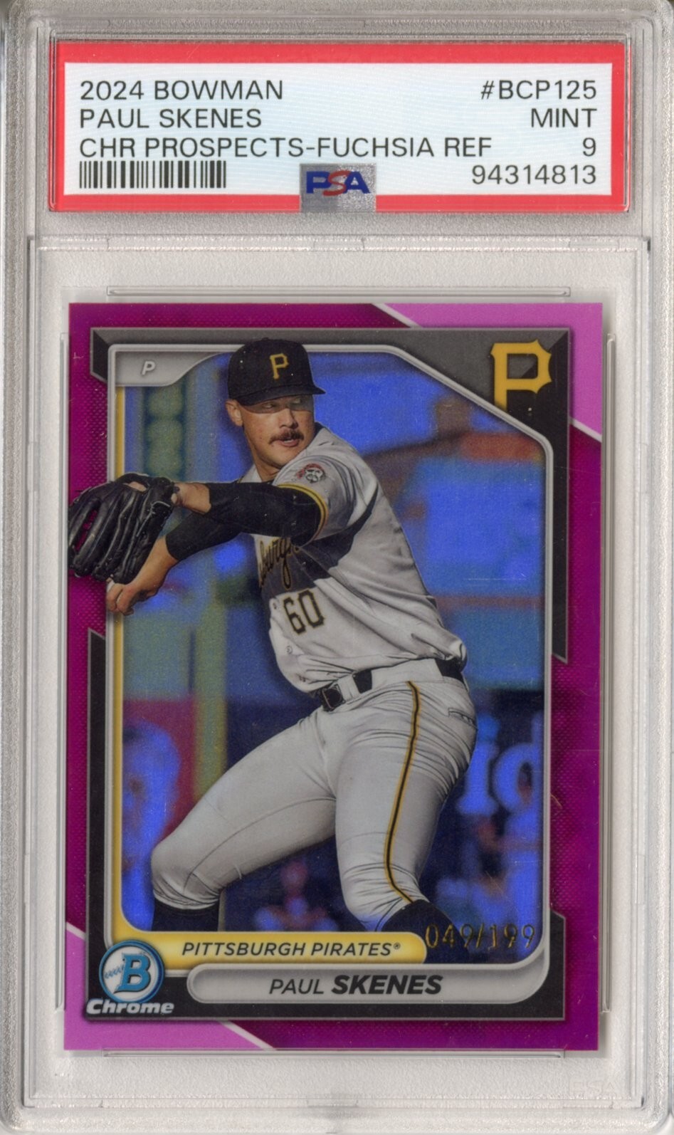 2024 Bowman Chrome Paul Skenes Fuchsia Refractor /199 #BCP125 PSA 9 MINT
