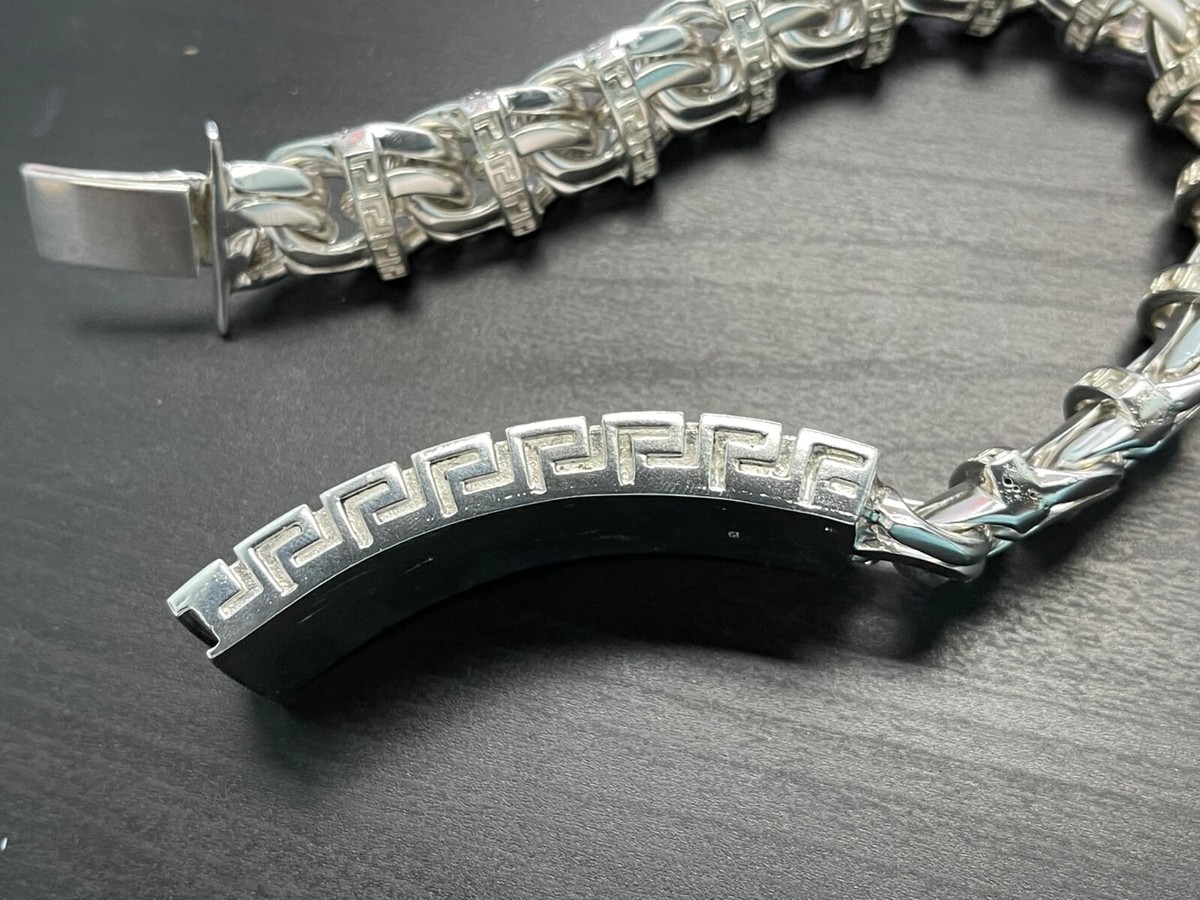 925 Sterling Silver Bar Chino Link Bracelet Versace Frame 925 Sterling Silver Bar Chino Link Bracelet Versace Frame