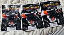 Three 8 Ring Shot Cap Guns 38 Pistol Revolver Black New Toy Replica NRA Lot of 3