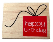 Rubber Stampede Happy Birthday Gift Present Wooden Rubber Stamp