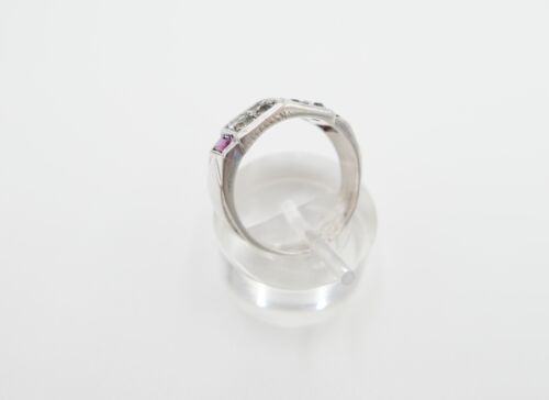 ART DECO Damenring Ring Silber Gr. 57 mit synth. Spinell Rubin Glasstein - Bild 7 von 10