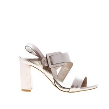 DEL CARLO scarpe donna Sandalo Atene in pelle metallizzata pirite fibbia tacco 8
