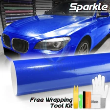 Gloss Diamond Glitter Royal Blue Sparkle Metallic Vinyl Wrap Sticker Decal Sheet
