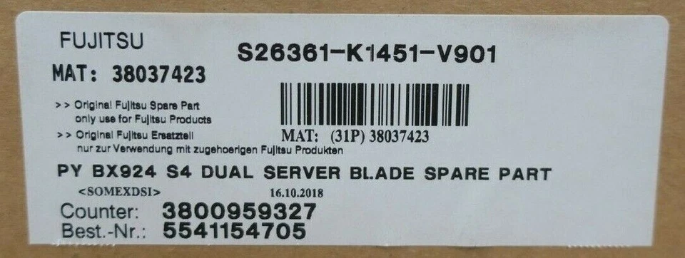 New Fujitsu Primergy BX924 S4 Dual Server Blade CTO No CPU/Mem S26361-K1451-V901 - Image 4 of 4