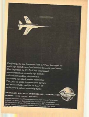 Vintage 1957 GRUMMAN F11F-1F TIGER US NAVY AIRPLANE PROMO TRADE AD 8.5x11 j593