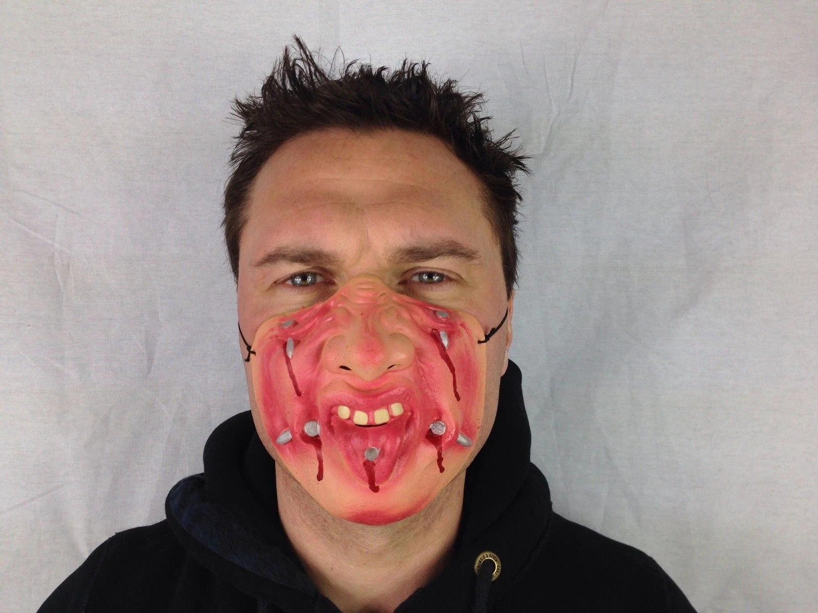 Funny Half Face Nails Pain Mask Bleeding Mouth Lips Fancy Party Masks