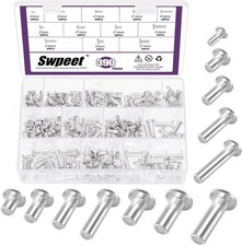 390Pcs 12 Sizes M3 M4 M5 M6 Aluminum Flat Head Semi Tubular Rivets Assortment...