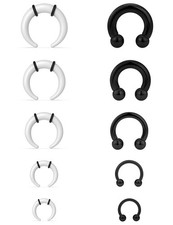 14G-4G Septum Stretching Kit Surgical Steel Acrylic Pincher Tapers C Shape Bu...