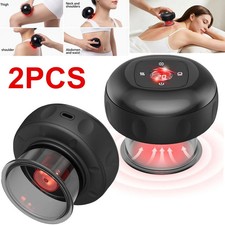 2PC Electric Heating Cupping Therapy Set Gua Sha Anti Cellulite Therapy Massager