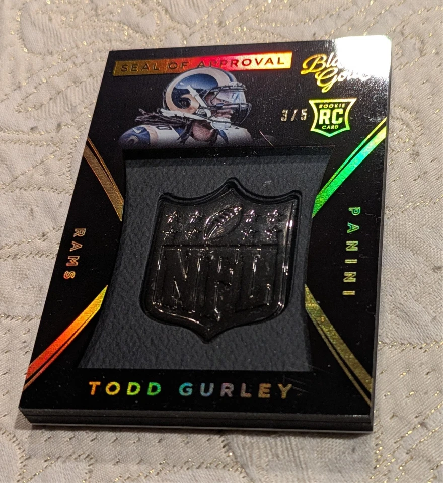 Panini Black Gold 2015 - Sello de aprobación Todd Gurley 3/5 (RC) NFL Shield Foto 4 de 4