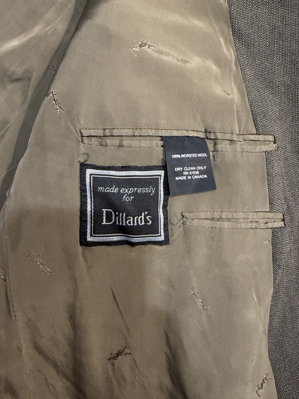 Yves Saint Laurent Silk Wool Dark Beige Gray Mens 48R/2XL Blazer Suit Jacket thumbnail 12