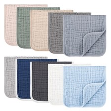 10 Pack Muslin Burp Cloths, 20x10Inch, 10 Mixed Colors, Soft Absorbent Baby B...