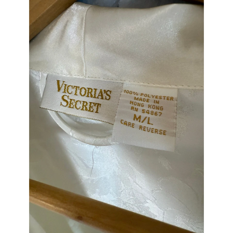 VTG 80s/90s Victoria’s Secret Lingerie Bridal Ivory Floral Jacquard Robe M / L - Image 2 of 4