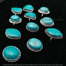 SALE! Large Vintage Turquoise Silver Plated Costume Cocktail Statement Rings Lot