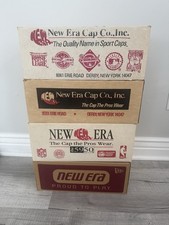 VINTAGE New Era Hat Box Lot of 4 MLB NFL NBA NHL NCAA Display 1980s 90s Cap 5950