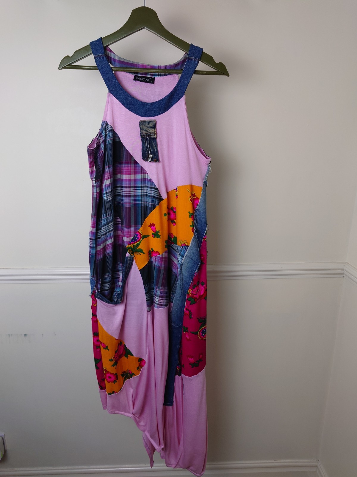 Caraclan Patchwork Dress Asymmetrical Halterneck … - image 2