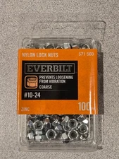 EVERBILT Nylon Lock Nuts - ZINC #10-24 Coarse - 100 Pieces - NEW and SEALED