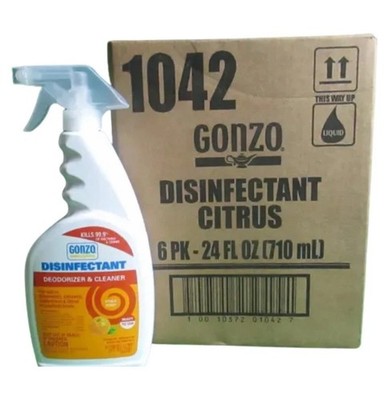 CASE OF 6!! Gonzo CITRUS Disinfectant Deodorizer Multipurpose Cleaner Spray 24oz