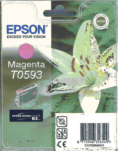 Genuine Epson T0593 Magenta ink cartridge Stylus Photo R2400 FREE DELIVERY - Picture 3 of 24