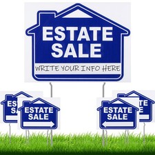 5 PCS 16x12 Inch Double Sided Estate Sale Yard Signs With Stakes Arrow Supply