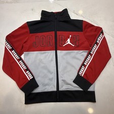 Jordan Youth Track Jacket Zip Up Red Black Logo Graphic Size L