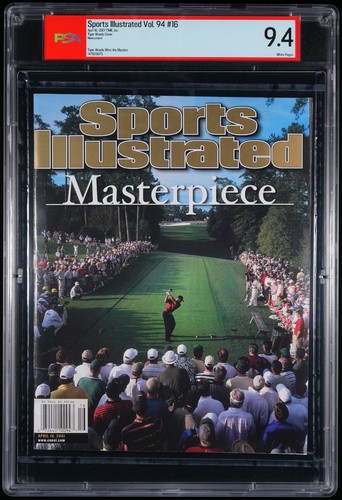2001 SPORTS ILLUSTRATED MASTERS TIGER WOODS MASTERPIECE NEWSSTAND Graded PSA 9.4