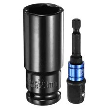 1/2" Drive 23mm Metric 6-Point Impact Socket 3" Length + 1/4" Hex Shank Adapter