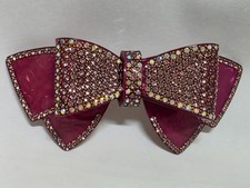 Vintage French Handmade Purple Crystal Rhinestone Bow Barrette Hair Clip