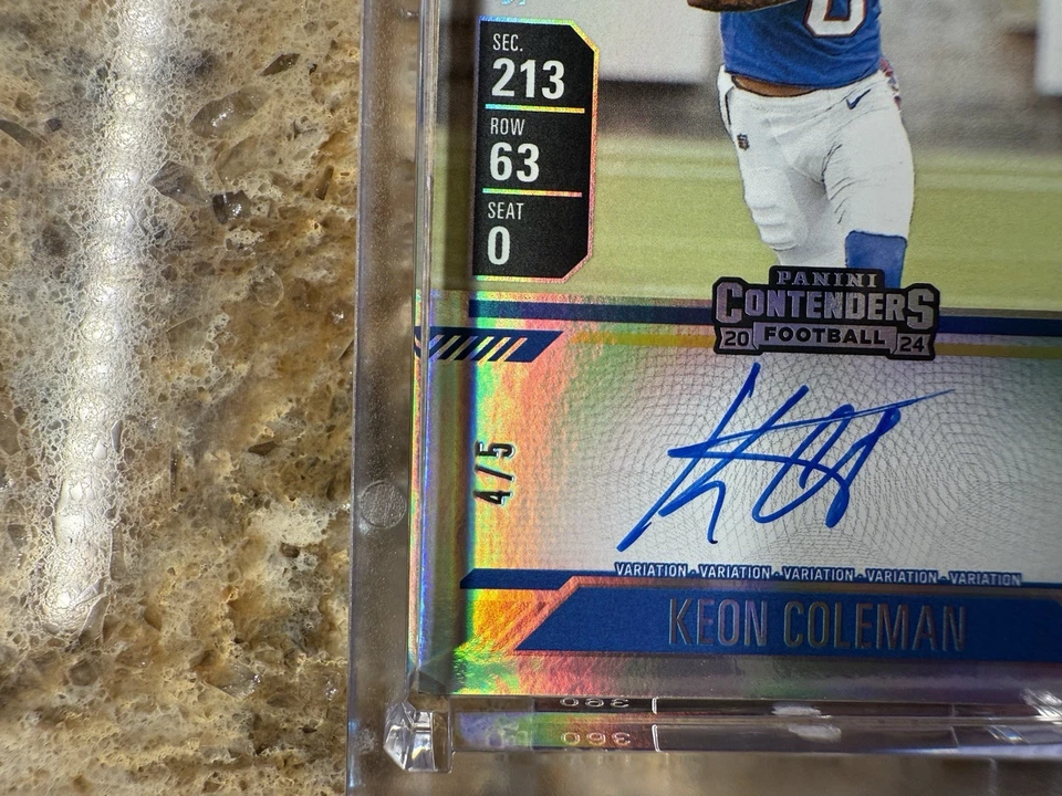 Boleto Panini Contenders 2024 - Boleto de novato línea de gol Boleto Keon Coleman RC/5 Foto 3 de 4