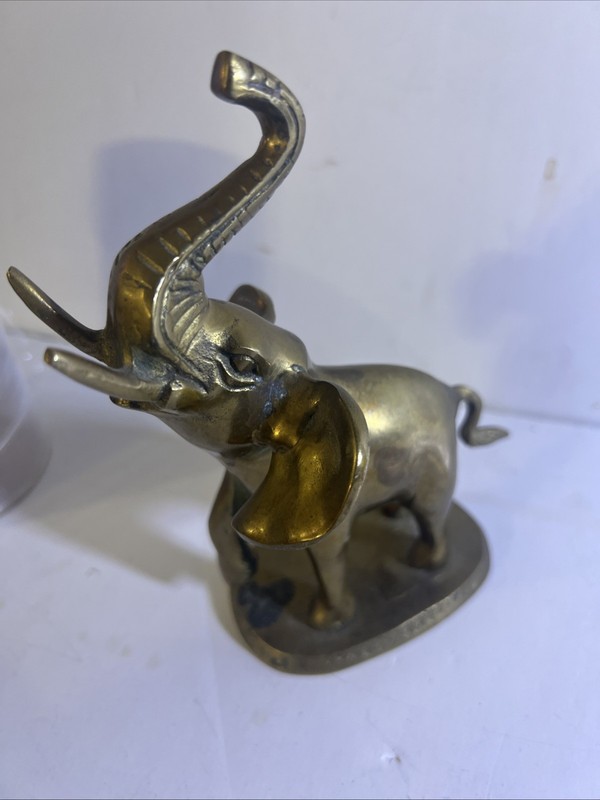 Vintage Made In Korea Solid Brass Elephant Figurine 