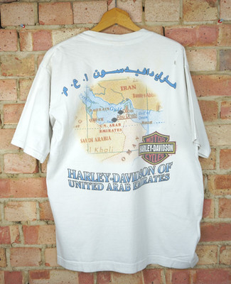 Vintage Harley-Davidson Motorrad Shirt Vereinigte Arabische Emirate Weiß Größe L