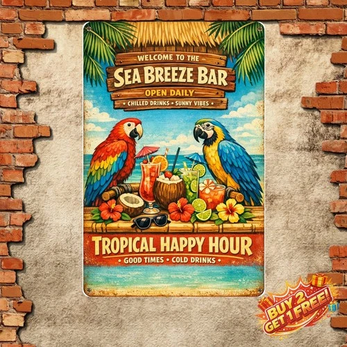 Margaritaville Tropical Vintage Aluminum Wall Sign Tin Metal Decor 8x12