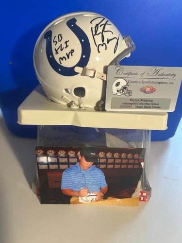 Peyton Manning Super Bowl XLI MVP Certified w/ Photo ……Autographed Mini Helmet