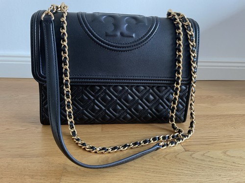 Tory Burch Fleming Schultertasche Handtasche Schwarz Neuwertig