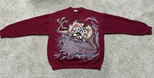 Vintage 1990s Looney Tunes Taz All Over Print The Upside Down Sweatshirt RARE L