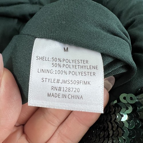 Francesca’s Jumpsuit Women Medium Sequin Hunter Green Wide Leg Pants Formal - Picture 10 of 10