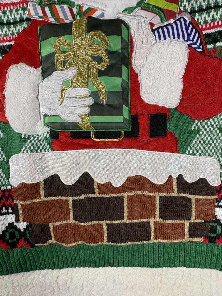Santa Bebida Bolsa Feo Navidad Suéter Divertido Vacaciones Rojo Verde Para Hombres 3XL Nuevo Foto 3 de 4