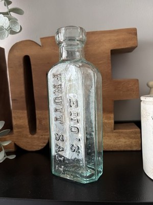 Antique Vintage Victorian 1900s Eno s Fruit Salt Glass Bottle Homeware
