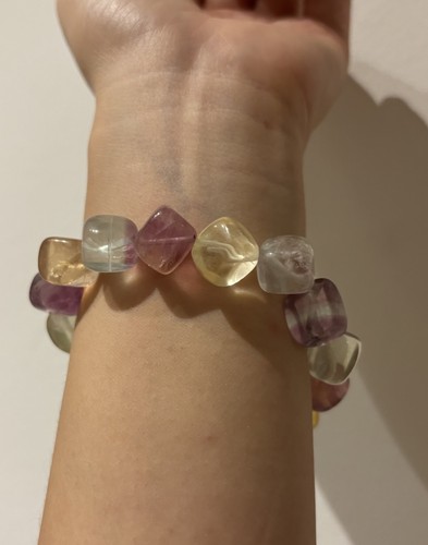 Pulsera Fluorita Natural | Colorido Como Caramelos Arco Iris - Imagen 7 de 14