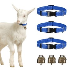 3-Pack Reflective Goat Collars with Bells, 13.8"-20.5" Polyester Dark Blue 
