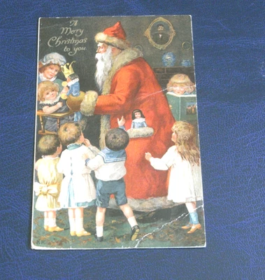 ORIGINAL K. R. SIGNED SANTA CLAUS POSTCARD, RED ROBE, NISTER. - image 1 of 2