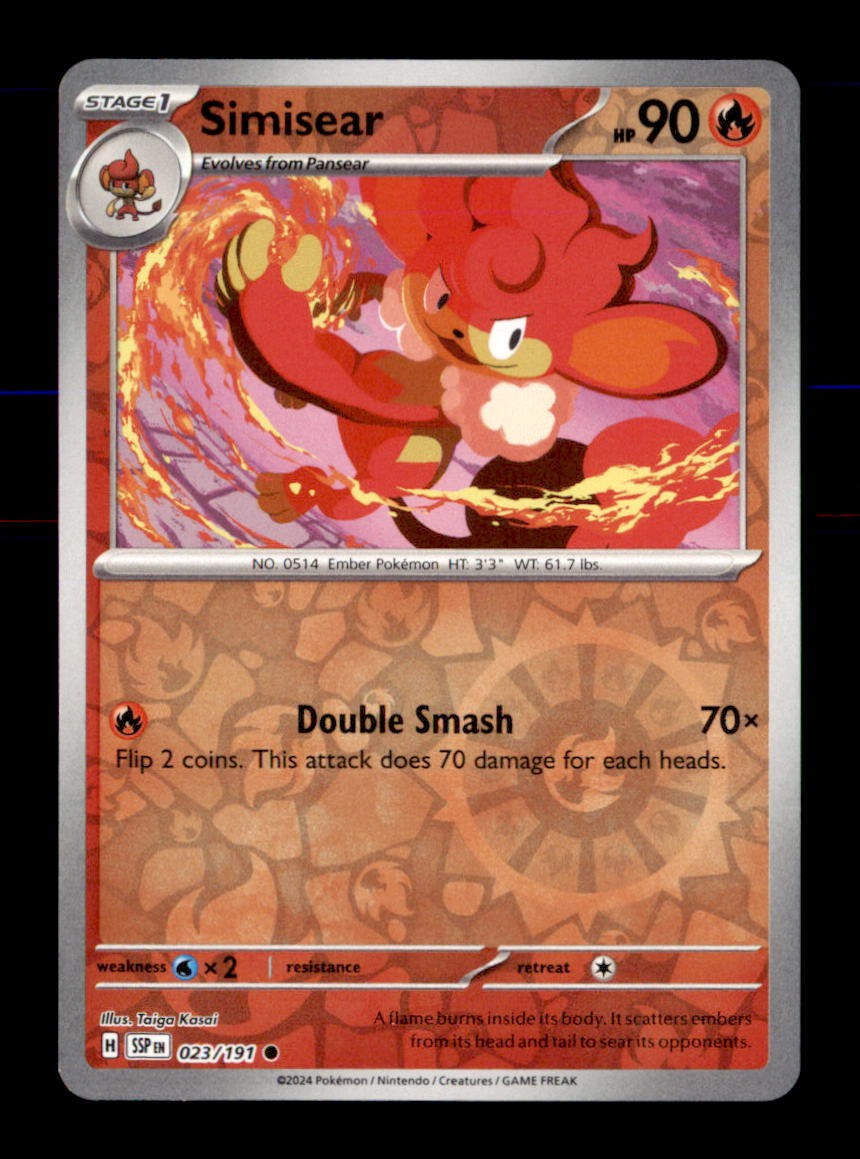 Simisear 023/191 Common Surging Sparks Pokemon Reverse Holo Near Mint