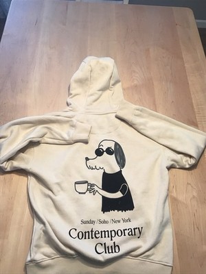 Denim & Flower New York Soho Retro Design Hoodie Pull Over Coffee Graphic Size L