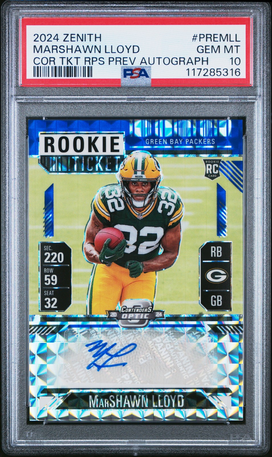MarShawn Lloyd Panini Zenith Contenders Optic Rookie Ticket Rps Preview Autographs #PREMLL Base