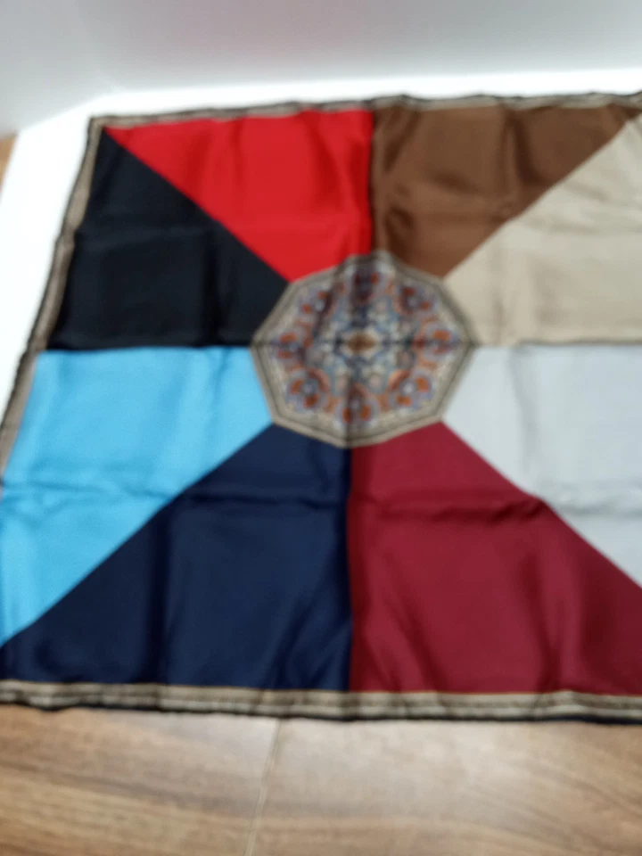 Cuadrado de bolsillo Ashear italiano de seda enrollado a mano 18" centro cachemir de colección Foto 2 de 4