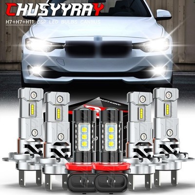 For BMW 320i 2013-2017  6x LED Headlights Bulbs High Low Beam + Fog Lights