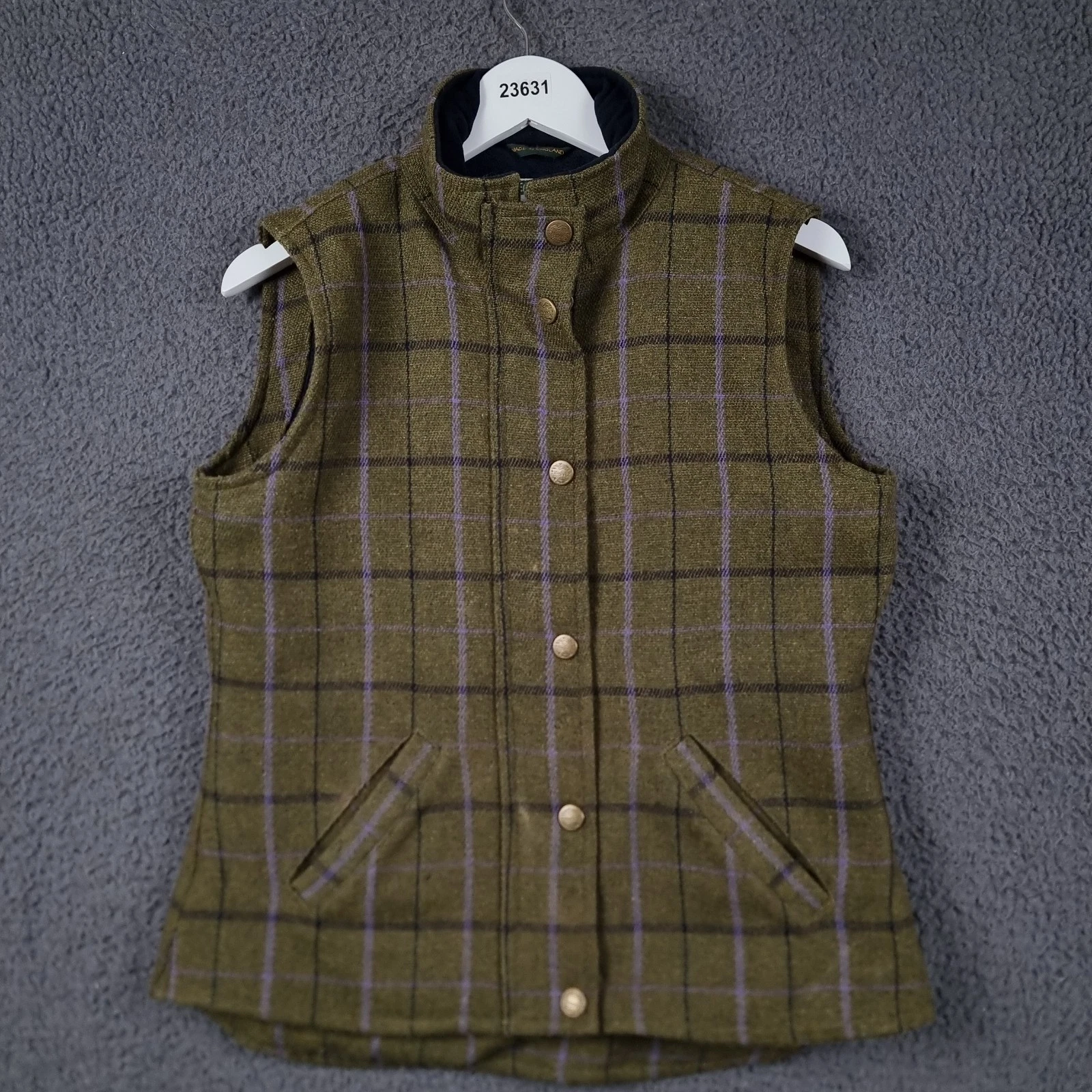 HOGGS OF FIFE Gilet Jacket Womens UK 10 Green Tweed Wool Shooting Vest FIELD PRO
