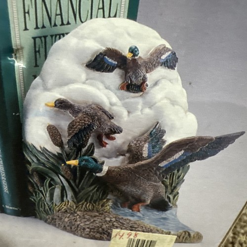 VTG Pair Painted 3D Flying Duck Mallard Resin Bookends Americana - Picture 4 of 5